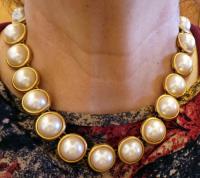 Collar Vintage Retro Perlas Mabe Metal Dorado segunda mano  Chile 
