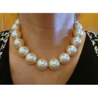 Collar Perlas Grandes Vintage Broche Dorado segunda mano  Chile 