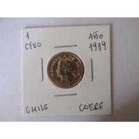Antigua Moneda Chile 1 Centavo De Cobre Año 1919 Escasa , usado segunda mano  Chile 