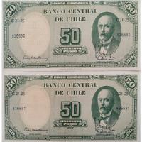 2 Billetes 50 Pesos Chile Mackenna Ibañez Correlativos(bb27, usado segunda mano  Chile 