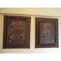 Usado, Antiguo Par De Cuadros Cuzqueños Arcangel  Virgen Niño Jesus segunda mano  Chile 