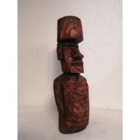 Estatua Moai Rapanui Tallado Madera Antiguo Original Museo  segunda mano  Chile 