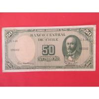 Billete Chile 50 Pesos Firmado Mackenna- Ibañez   Año 1959, usado segunda mano  Chile 