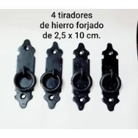 Usado, 4 Tiradores De Hierro Forjado, 10x2,5 Cm. + Tornillos Negros segunda mano  Chile 