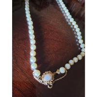 Collar Perlas Cultivadas 8m 72cm Broche Oro Amarillo Años 50, usado segunda mano  Chile 