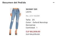 Jeans Levis Azul W25 L28, Original Talla 36 Aprox segunda mano  Chile 