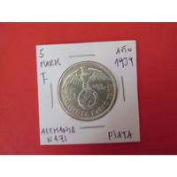 Moneda Alemania Nazi 5 Mark De Plata Tercer Reich Año 1939 segunda mano  Chile 