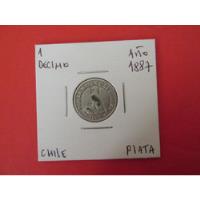 Antigua Moneda Chile 1 Decimo De Plata Año 1887 Escasa segunda mano  Chile 