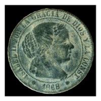 Moneda De España, 1/2 Céntimo De Escudo, 1868.  Jp segunda mano  Chile 