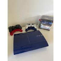 Consola Playstation 3 Slim Azul 10 Juegos 4 Controles, usado segunda mano  Chile 