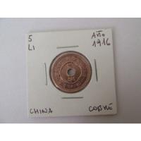 Antigua Moneda China 5 Li De Cobre Año 1916 Muy Escasa, usado segunda mano  Chile 
