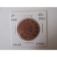 Antigua Moneda China 20 Cash Cobre Año 1910 Muy Escasa segunda mano  Chile 