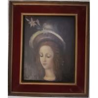 Cuadro Vintage Antiguo Pintura Oleo De Mujer Con Sombrero segunda mano  Chile 