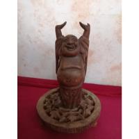 Usado, Buda Antiguo Tallado Madera Cedro Chino Sonriente Vintage  segunda mano  Chile 