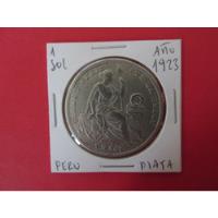 Antigua Moneda  Republica Del Peru 1 Sol De Plata Año 1923  segunda mano  Chile 