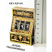 Joyero Metal Vintage Forma Tragamonedas 4,8x6,8 Cm. Dorado., usado segunda mano  Chile 