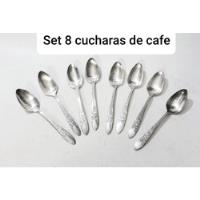 Set 8 Cucharillas De Plaque Bueno Muy Antiguas De 11 Cm.  segunda mano  Chile 