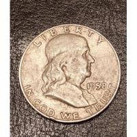 Moneda - Medio Dólar U S A - Franklin 1958 - Plata .900 , usado segunda mano  Chile 