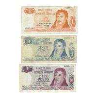Billetes (3) De Argentina, 1, 5 Y 10 Pesos. Jp segunda mano  Chile 