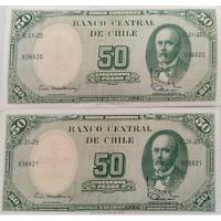 2 Billetes 50 Pesos Chile Mackenna Ibañez Correlativos (39-2 segunda mano  Viña Del Mar