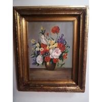 Cuadro Pintura Óleo Tela Vintage Antiguo Flores Victoriana segunda mano  Chile 