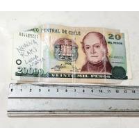 Billete De $20.000 Chileno Año 2008 En Mal Estado,14,3x7 Cm. segunda mano  Chile 
