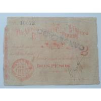 Billete Salitrero Iquique 2 Pesos 1891 Nitrate Railways. J segunda mano  Chile 