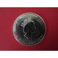 Moneda Canada Reina Isabel 5 Dolares Plata 1 Onza 1991 segunda mano  Chile 