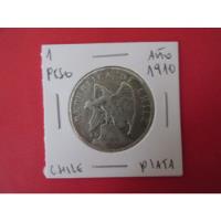 Antigua Moneda Republica De Chile 1 Peso De Plata Año 1910  segunda mano  Chile 