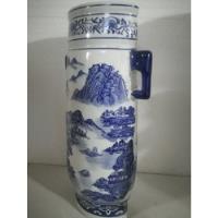 Jarrón Anfora China Porcelana Blanca Y Azul Antiguo Vintage, usado segunda mano  Chile 