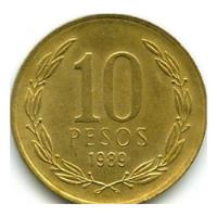 Moneda De 10 Peso Del Año 1989 Con El Angel De La Libertad.. segunda mano  Chile 