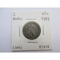 Gran Moneda Chile 2 Reales Rompiendo Cadenas Plata  1847 , usado segunda mano  Chile 
