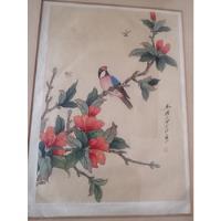 Cuadro Pintura Acuarela Antigua Vintage China Fina Yoriginal, usado segunda mano  Chile 