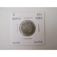 Gran Moneda Chile 2 Reales Rompiendo Cadenas Plata Año 1848 segunda mano  Chile 