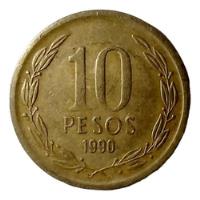 Moneda 10 Pesos 1990 Mula Borde Grueso Chile Colección segunda mano  Chile 