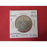 Moneda Alemania Nazi 5 Mark Plata 1937 2 Guerra Mundial , usado segunda mano  Chile 