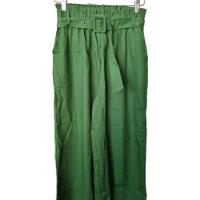 Pantalon De Tela Verde Com Cinturón Mujer, usado segunda mano  Chile 