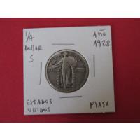  Moneda Estados Unidos Quarter Dollar  Año 1928 De Plata  segunda mano  Chile 